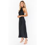 Show Me Your Mumu  Jasmine Halter MIDI Dress Black Luxe Satin M Photo 2