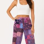 Hippie Forever Patchwork Boho Printed Jogger Pants purple Yellow Size M Photo 0