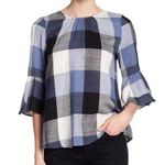 Ro & De Ro De Top Blue Plaid Bow Back Blouse Photo 0