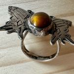 Vintage Taxco Sterling Silver Butterfly Ring w/ Tiger’s Eye – Signed JSS Photo 12