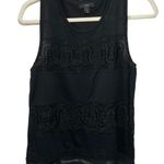 J.Crew Womens Sz S Crochet Lace Panel Layered Tank Top Black Lightweight Photo 0