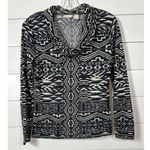 Chico's  Women's Cowl Neck Aztec Print Knit Long Sleeve Top Black White Small Photo 0
