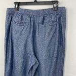 Old West Old Navy Pants Women Blue Linen Rayon Blend Wide Leg Elastic Waist Drawstring M Photo 5