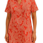 Chico's  women's Linen Paisley popover Collared Shirt Dress orange White 3 Photo 0