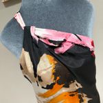 Vintage haven 100% silk bold watercolor asymmetrical midi sheath dress S pockets Pink Photo 1