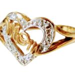 10KP (PLUM) Solid Yellow Gold Womens Diamond Heart Mom 4.5 Ring 2.2 Grams Photo 2