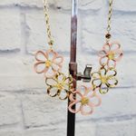 kim rogers NWT Gold Tone Pink Flower Necklace Photo 2