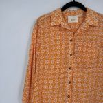 Anthropologie  Maeve Petrin Button Down‎ Shirt Geometric Floral Orange Size 0 Photo 4
