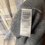 Tahari  Blue Cream Plaid Oversized Full Zip Up Cape Poncho Sweater Women's L/XL Photo 6