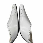 Stuart Weitzman  Leather Lasercut Accents Mules 9.5 White Pointed Heels Luxury Photo 6