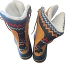 Khombu  winter boots size 10 Kristie leather and man made upper faux fur blue red Photo 3