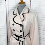 Elle  Double‎ Breasted Belted Trench Coat Blush Pink Black Piping Trim 6 Photo 4