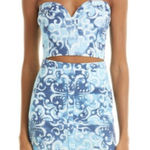 Alexis  Isola Crop Top Women's Large Blue‎ Linen Blend Strapless Smocked Back NWT Photo 0