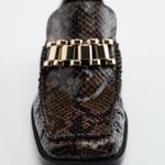 ZARA Heeled Loafers with Gold Buckle Photo 2