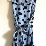 Proenza Schouler  pale blue leopard ikat print tie front waist crepe size 4 CL Photo 2