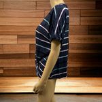 Democracy  Blue Multicolor Striped Twisted Hem Keyhole Knit Top Womens Medium Photo 2