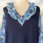 Maggie Barnes NWT! Navy & Blue Patterned Blouse Size 2X Photo 2