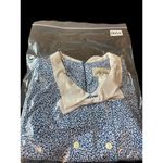 VTG 80s Joy Gordon Midi Blue White Semi Sheer Short Sleeve Nautical Dress 12 Photo 11