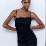 ZARA  Draped Linen Beaded Strap Mini Dress Sz L Photo 6