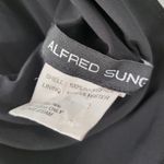 Alfred Sung Maxi Dress Womens 8 Black Ballet Top Taffeta Skirt V-Neck 3/4 Sleeve Photo 1