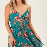Trixxi  Clothing‎ Company Women XL Floral Green Mini Dress Feminine Casual Summer Photo 0