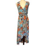 Lulus Something to Believe In Turquoise Floral Print Wrap Dress Photo 2