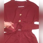 Women's mauve/Burgundy Romper with cut out tie front and pockets Sz S Purple Photo 5