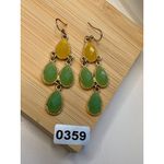 Yellow & Green Teardrop Dangle Earrings With Gold Photo 3