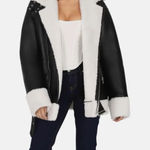 OW Collection STOCKHOLM JACKET Faux Leather Shearling Lined Biker Black M Size M Photo 0