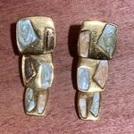 Authentic Monet 3 Tier Earrings for Pierced Ears Gold Photo 3