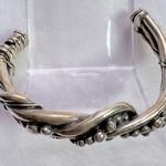 Vintage Silver Metal Ball and Helix Small Wrist Heavy Open Cuff Bracelet Photo 1