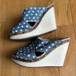 Dr. Scholl’s Collection Farida Denim Leather Studded Polka Dot Wedges size 8 Blue Photo 8