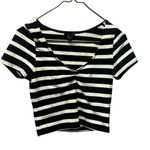 Forever 21  Black and Tan Striped Crop Top Photo 3