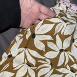 Garnet Hill  Linen Pants Women Large Brown White Floral Cropped Wide Leg Pull On Photo 10