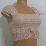 Free People Chase Me Lace Brami Crop Top Pink Photo 0