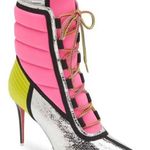 Christian Louboutin Sedah Lug Sole Booties Lace Up Boots Size 37 Photo 0