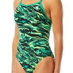 TYR Swimsuit Green Swirl Miramar Diamondfit One Piece 28 XS 0 2 Photo 0