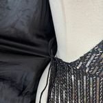 Parker Silk Black Embellished Mini Wrap Dress Photo 11