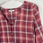 Madewell  V-Neck Button-Down Shirt in Stratfield Plaid Size XS EUC L2729 Photo 3