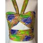 I am gia  Green Hawaiian Floral Print Halter Neck‎ Cut Out Isabella Top Size XS Photo 7