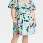 A New Day Women's Puff Short Sleeve Dress - Blue Floral XS Photo 2
