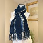 New Rising Tide Artisan Made Zola Woven Fringe Scarf Ocean Blue Photo 1