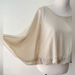 Arden B Sparkly Blouse Slouchy Top batwing Gold Metallic Nude boat-neck size S Photo 3