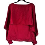 DKNY NWT Dark Red Satin Cape Blouse Open Sleeve Women’s Size Medium Photo 1