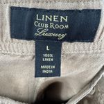 Club Room Luxury linen pants women's L straight elastic waist lagenlook tan Size L Photo 7