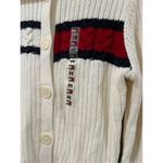 Tommy Hilfiger  NWOT 90's White Blue and Red Classic Cable Knit Cardigan Sz M Photo 2