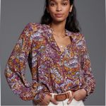 Anthropologie  Maeve Colette Floral Printed Peasant Blouse Medium Photo 5