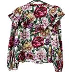 Aura  size XL women’s floral print button front ls top relaxed oversized fit pink Photo 3