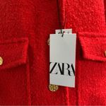 ZARA New Women Red Textured Wool Blend Christmas New Year Coat Size Medium Photo 3