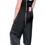 Pretty Little Thing NWT Black Backless Satin Culotte Jumpsuit Romper Plunge Photo 3